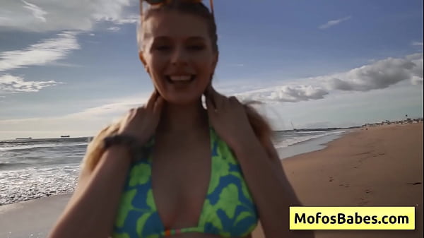 Lusty blonde hottie with nice round big natural tits performs wet blowjob on massive dick
