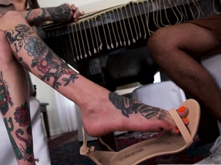 Tattooed Chick Alex Jones Banged After Foot Worshipping
